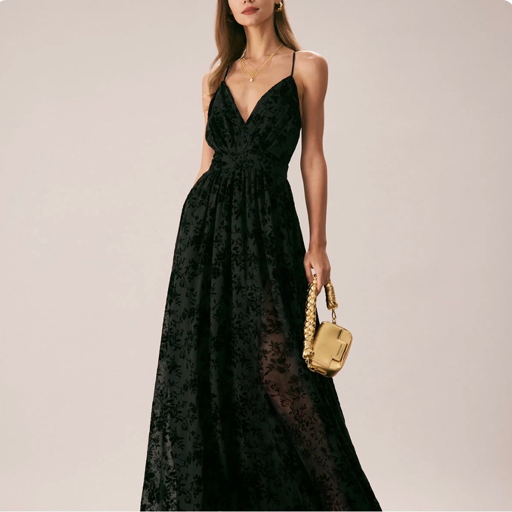 RIHOAS Elegant Black Floral Maxi Dress / worn once